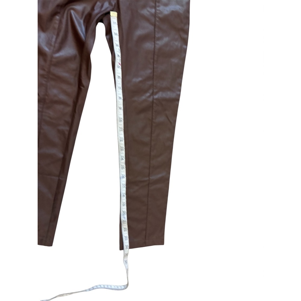 PrettyLittleThing Brown Faux‎ Leather Pants Size 4 High Waist Trousers - Picture 7 of 7
